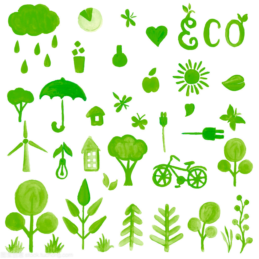 采購產品水彩綠色符號